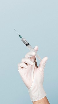 Hand wearing a white glove holding a syringe mobile phone wallpaper