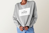 Black woman in a gray sweater mockup
