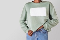 Black woman in a green sweater mockup