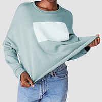 Black woman in a blue sweater mockup