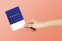 Hand holding a paper psd mockup