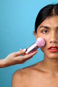 Make up artist using brush on for facial make up