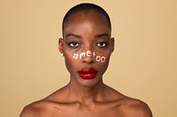 Hashtag metoo on an African American woman&#39;s face