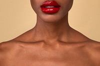 African American woman with red lips