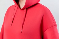 Woman in a red hoodie