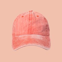 Red jeans cap on a peach background