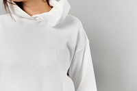 Woman in a white hoodie