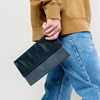 Woman with a gray purse mockup