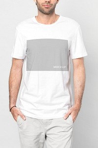 Slim man in a white t-shirt mockup
