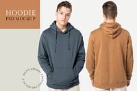 Editable hoodie psd mockup template men’s apparel advertisement