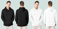 Men’s hoodie psd mockup winter fashion studio shoot