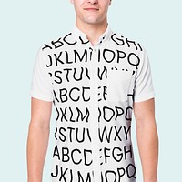 Men’s shirt mockup psd wearing alphabet design