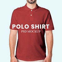 Men’s polo shirt mockup psd fashion studio shoot