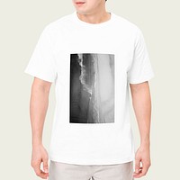 Men&rsquo;s white t-shirt mockup psd simple fashion studio shoot