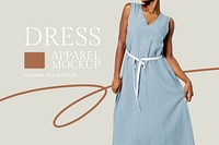 Editable loose dress psd mockup template women’s apparel ad