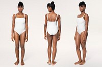 Woman in swimsuit mockup psd summer apparel full body set