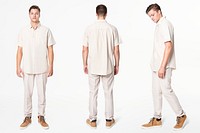 Man mockup psd in shirts and slacks men’s basic wear full body