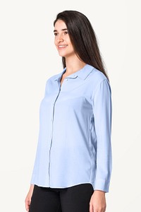 Blue shirt mockup psd with pants women’s basic wear 