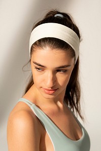 Headband mockup psd woman sport apparel shoot