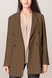 Plaid blazer mockup psd women’s outerwear apparel