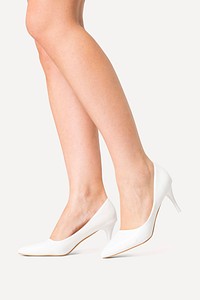 Women’s kitten heels psd mockup white shoes studio shoot