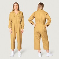 Women’s jumpsuit mockup psd street apparel full body