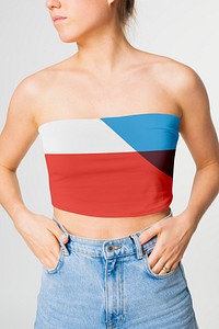 Red bandeau top psd mockup abstract design women’s fashion shoot