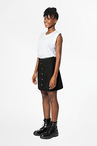 T-shirt mockup psd with a-line skirt casual fashion