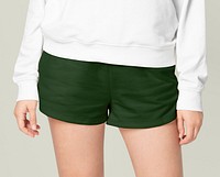 Women’s green shorts mockup psd basic wear fashion