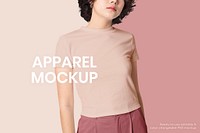 Pink crop top psd mockup women’s apparel shoot