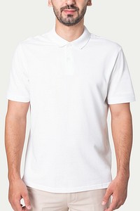 White polo shirt mockup psd men’s apparel studio shoot