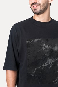 Men’s black t-shirt mockup psd simple fashion studio shoot