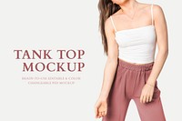 Tank top mockup psd with lounge pants on female model