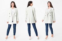 Woman mockup psd in blazer business fashion full body