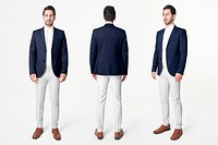 Man mockup psd men&rsquo;s blazer  business wear fashion full body and rear view set