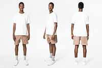 Man mockup psd with T-shirt and shorts basic wear full body