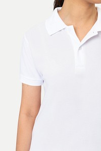 White polo shirt mockup psd women’s apparel studio shoot