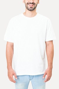 White t-shirt psd mockup for men’s clothing advertisement