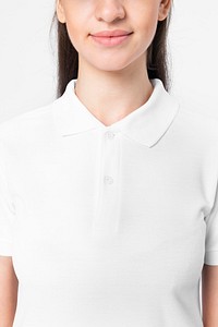 Women’s polo shirt mockup psd fashion studio shoot