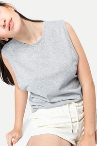 Plain tank top psd mockup gray women’s sleepwear apparel