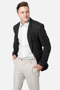 Black business suit psd mockup men’s apparel photoshoot