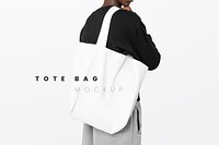 Editable tote bag psd mockup template men’s apparel ad