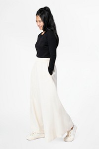 Woman mockup psd in palazzo pants casual wear full body