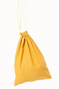 Drawstring bag yellow accessory studio shoot with design space