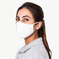 Face mask mockup psd on beautiful Indian woman