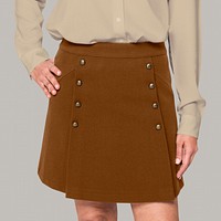 Woman wearing brown skirt close-up