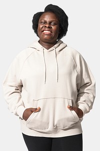 White hoodie mockup psd for womenswear in front shot