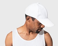 White cap mockup psd men&rsquo;s apparel 