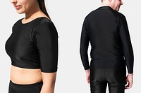 Black swimwear for summer apparel ad