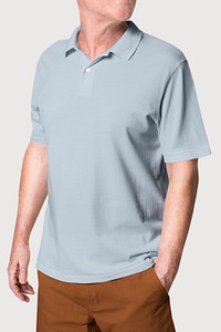 Gray polo shirt mockup psd men’s apparel 